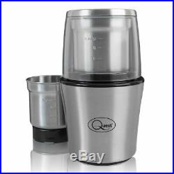 Quest Electric Wet & Dry Coffee Bean Nut Spice Grinder Mill Blender Silver