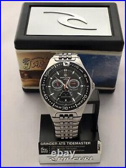 Rip Curl A1002 Grinder Tidemaster ATS 200M Moonphase Swiss Mov't Men's SS Watch