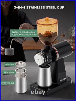 Stainless Steel Coffee Grinder Electric with 8 Grinding Settings Flat Burr Coffe