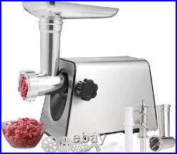 Stainless Steel Electric Meat Grinder with Sausage & Kubbe Kit, 3 Grinder Plates