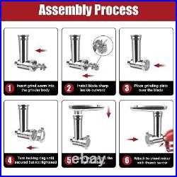 Stainless Steel Food Grinder Attachment Fit for KitchenAid Stand Mixers, Food