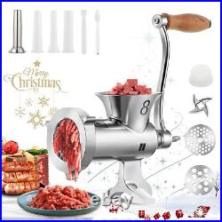 Stainless Steel Manual Meat Grinder with Table Clamp Sausage Stuffer Food Mil