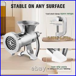 Stainless Steel Manual Meat Grinder with Table Clamp Sausage Stuffer Food Mil