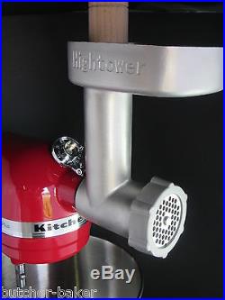 Stainless Steel Meat Grinder for KitchenAid Hobart Mixer CULINARY SCHOOL VERSION