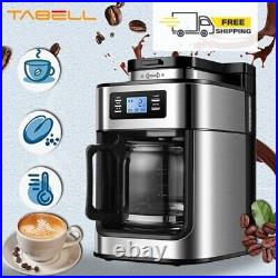 TABELL 2 In1 Fully Automatic Coffee Maker Machine Drip LED-Display Bean Grinder