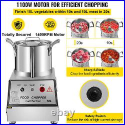 VEVOR 10L Commercial Food Processor Electric Vegetable Chopper Grinder 1100W