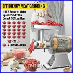 VEVOR Commercial 550lbs/h Electric Meat Grinder 1100W Sausage Stuffer Filler