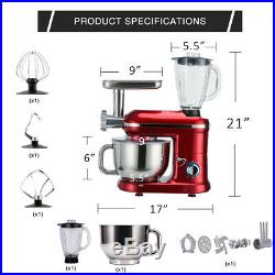 VIVOHOME 3In1 Stand Mixer Stainless Steel Bowl Meat Grinder Blender 6QT 6 Speed