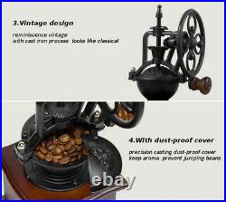 Vintage Manual Coffee Grinder Ceramic Movement Iron Mill Retro Design Wooden