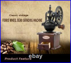 Vintage Manual Coffee Grinder Ceramic Movement Iron Mill Retro Design Wooden