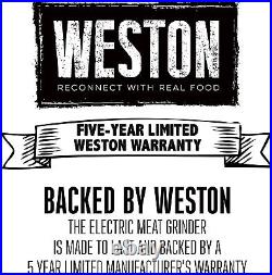 Weston Butcher Series Electric Meat Grinder & Sausage Stuffer, 0.75 HP, 560 Watt