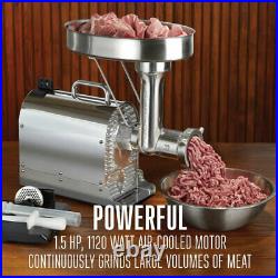 Weston NEW Pro Series #22 Stainless Steel Meat Grinder & Sausage Stuffer 1.5HP